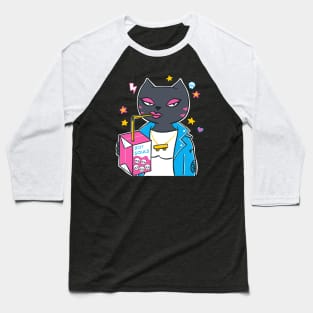 Skater Cat Girl Drinking Boy Souls Baseball T-Shirt